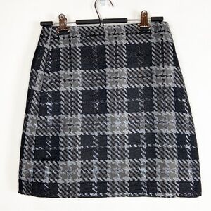 Loft Outlet Wool Metallic Blend Plaid Midi Pencil Skirt